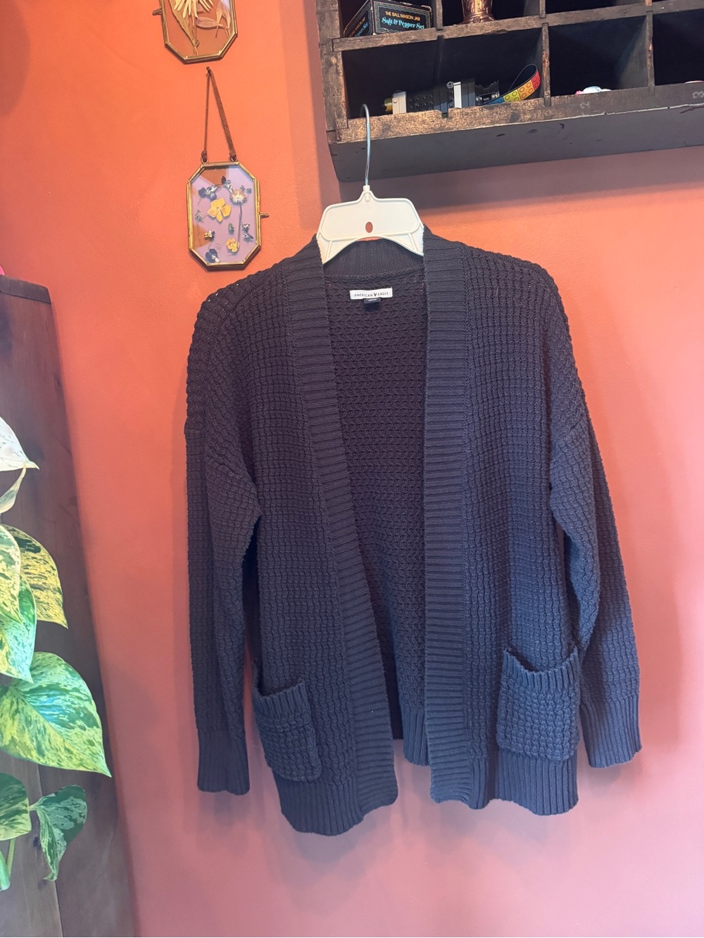 American Eagle Outfitters Navy Chunky Open-Front Cardigan